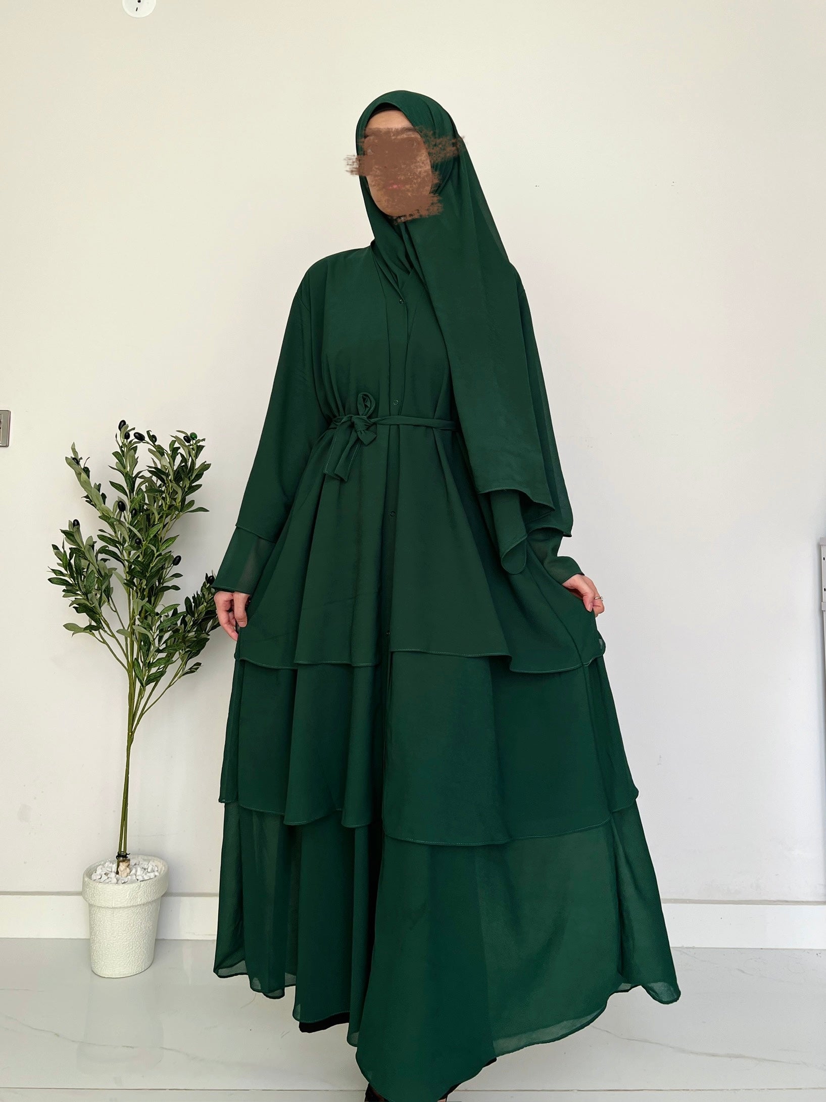 Layered Grace- Bottle Green