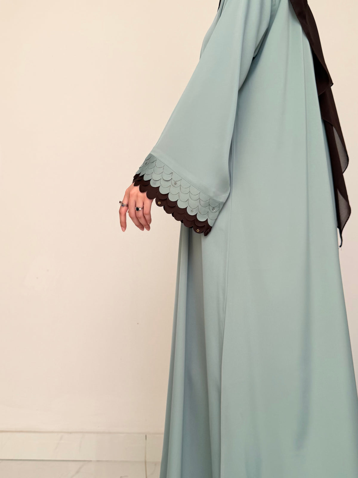 Choco Mint - Cutwork Sleeve Abaya - Sage