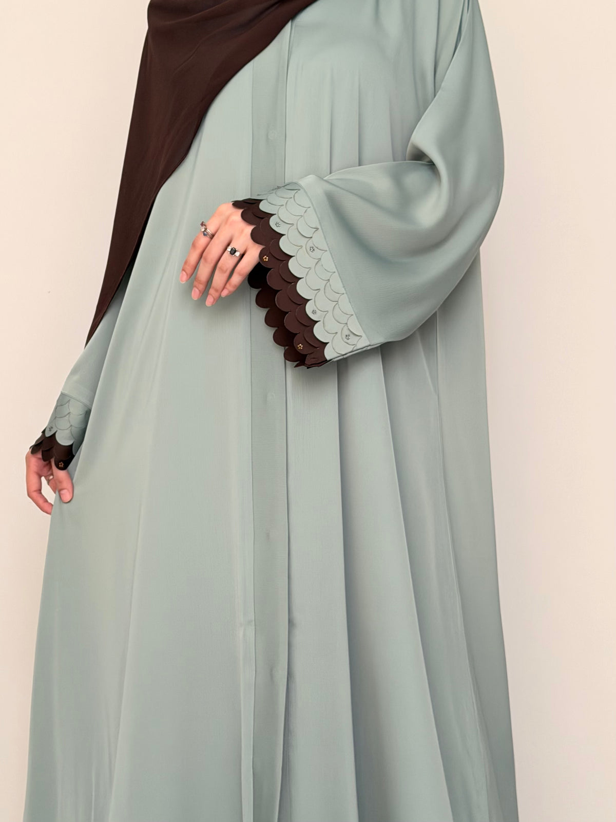 Choco Mint - Cutwork Sleeve Abaya - Sage