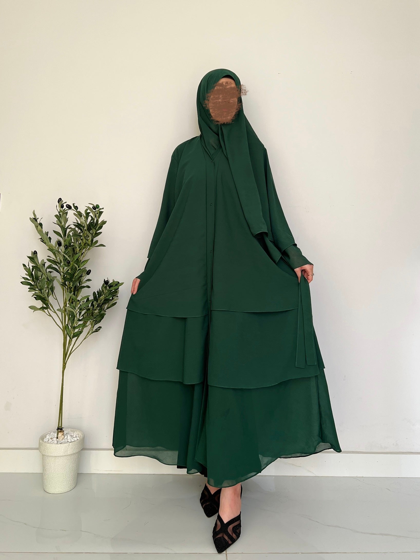 Layered Grace- Bottle Green
