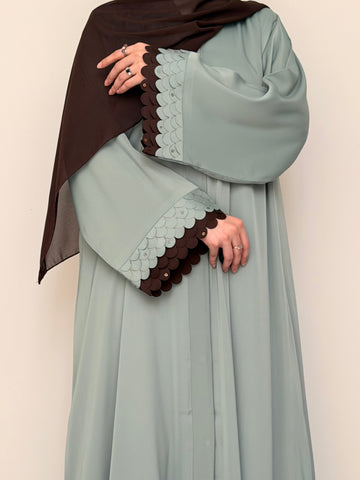 Choco Mint - Cutwork Sleeve Abaya - Sage