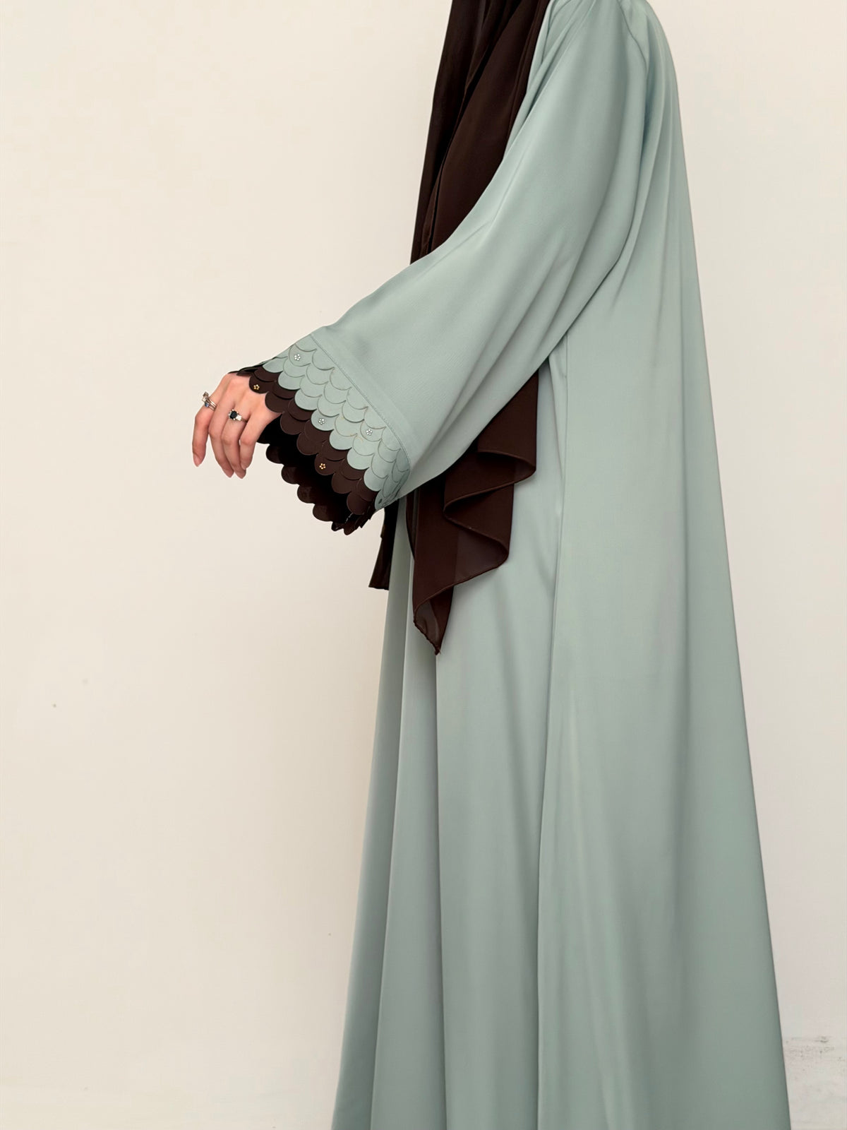 Choco Mint - Cutwork Sleeve Abaya - Sage