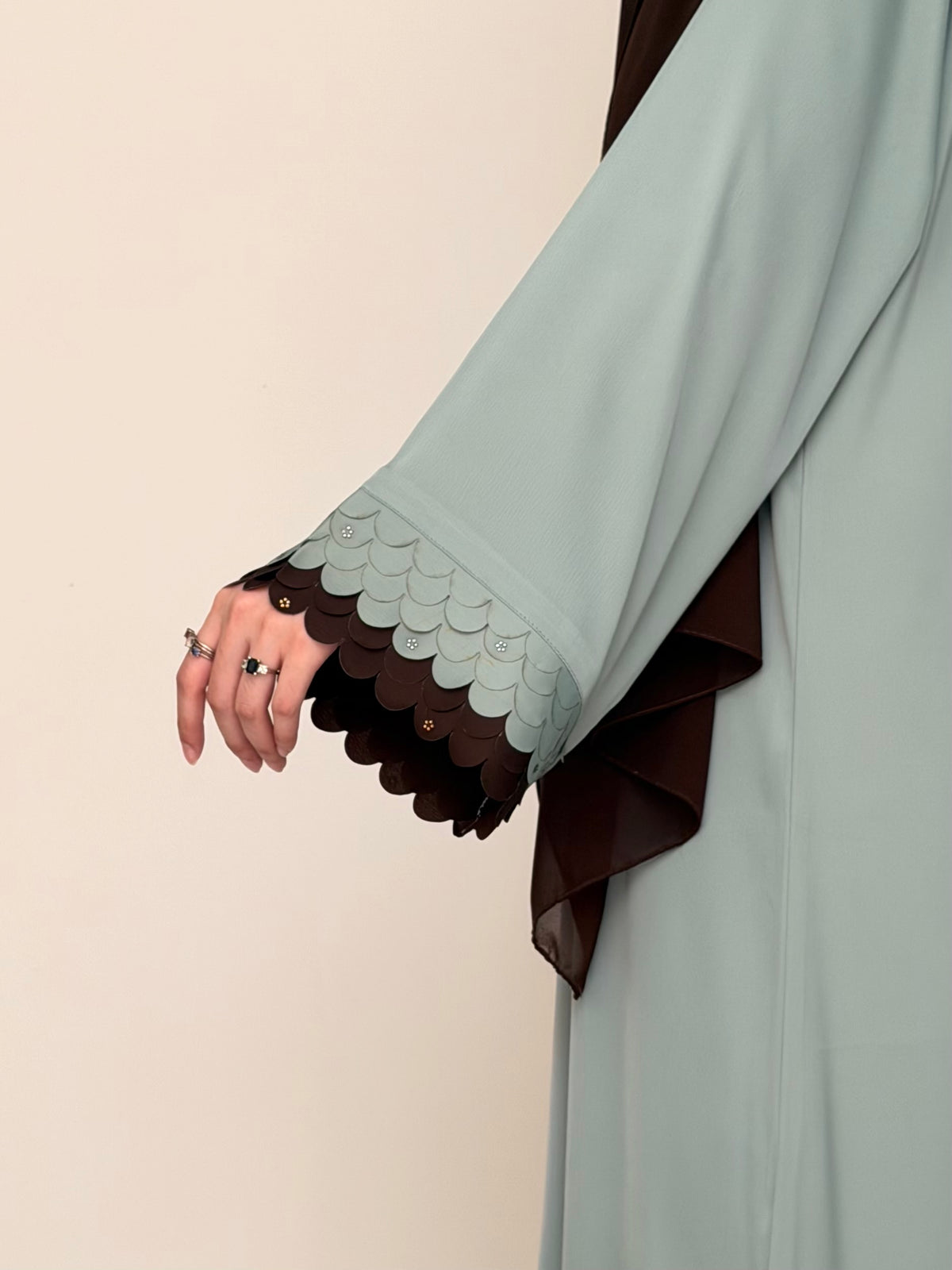 Choco Mint - Cutwork Sleeve Abaya - Sage