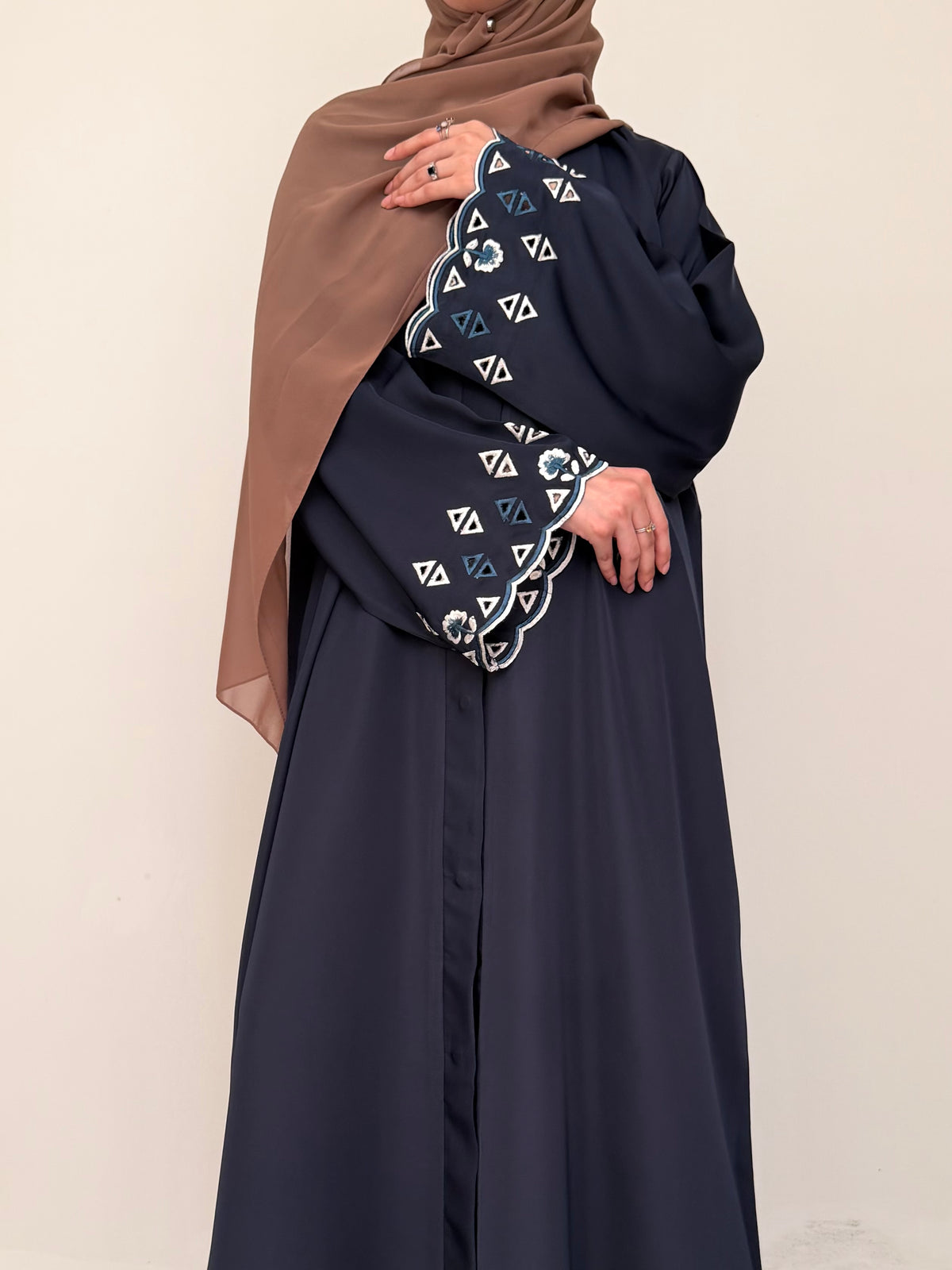 Tipsy - Cutwork Sleeve Abaya - Navy