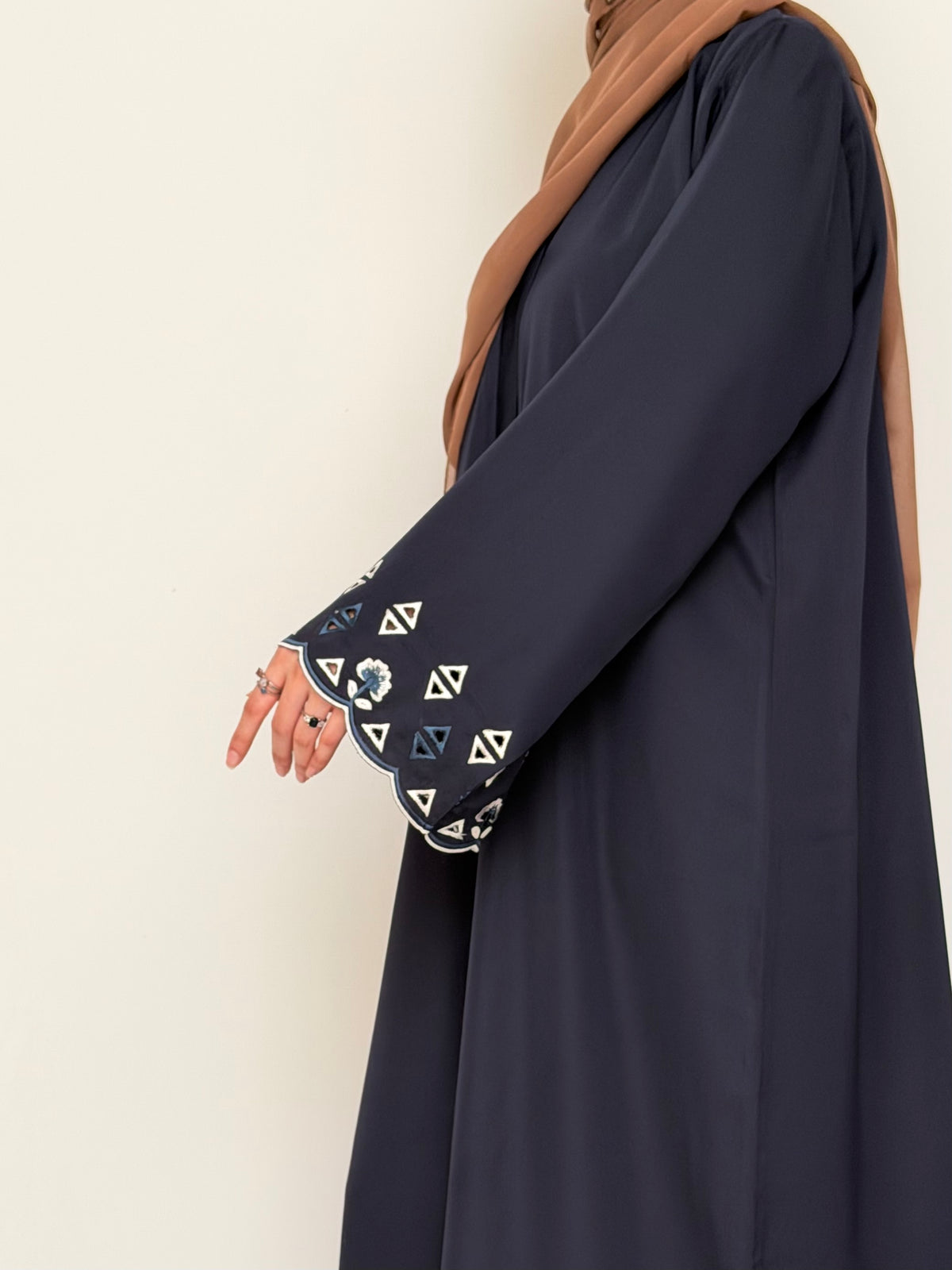 Tipsy - Cutwork Sleeve Abaya - Navy
