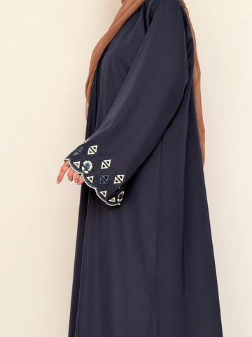Tipsy - Cutwork Sleeve Abaya - Navy