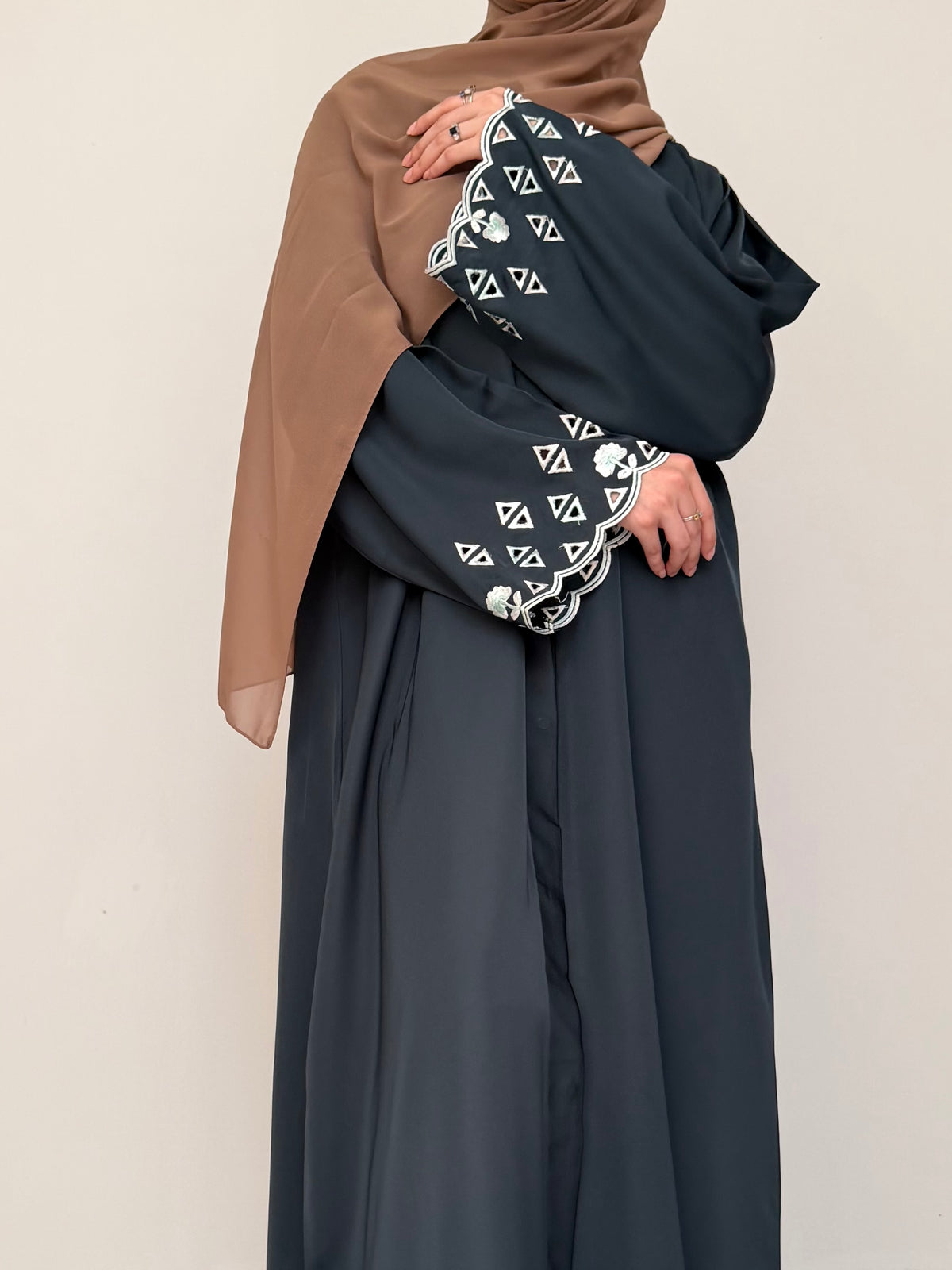 Tipsy - Cutwork Sleeve Abaya - Teal Green
