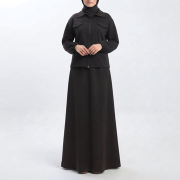 Two-Piece Fleece Modest Set â?? Black