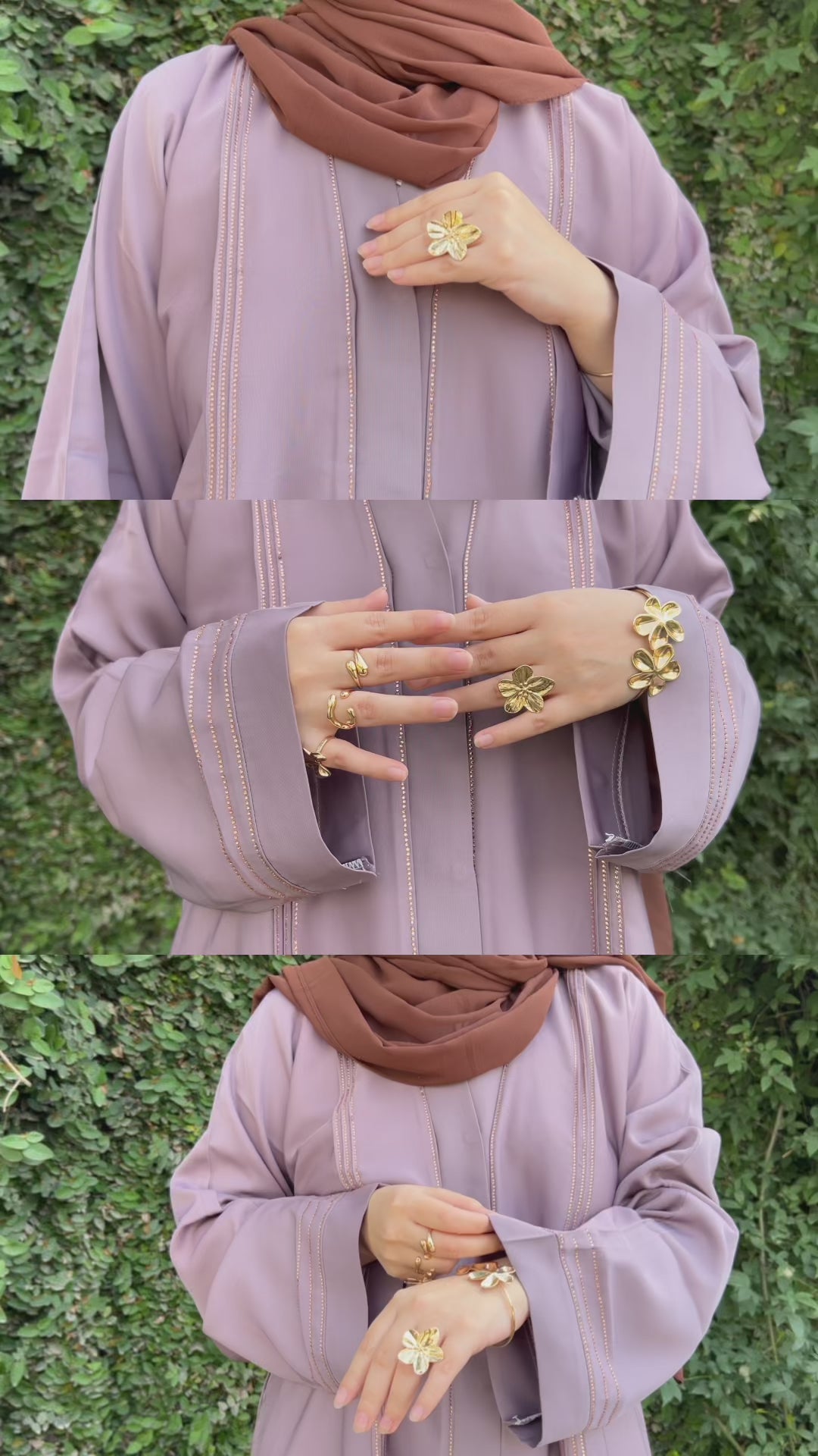 Rimal Embellished Abaya- Mauve