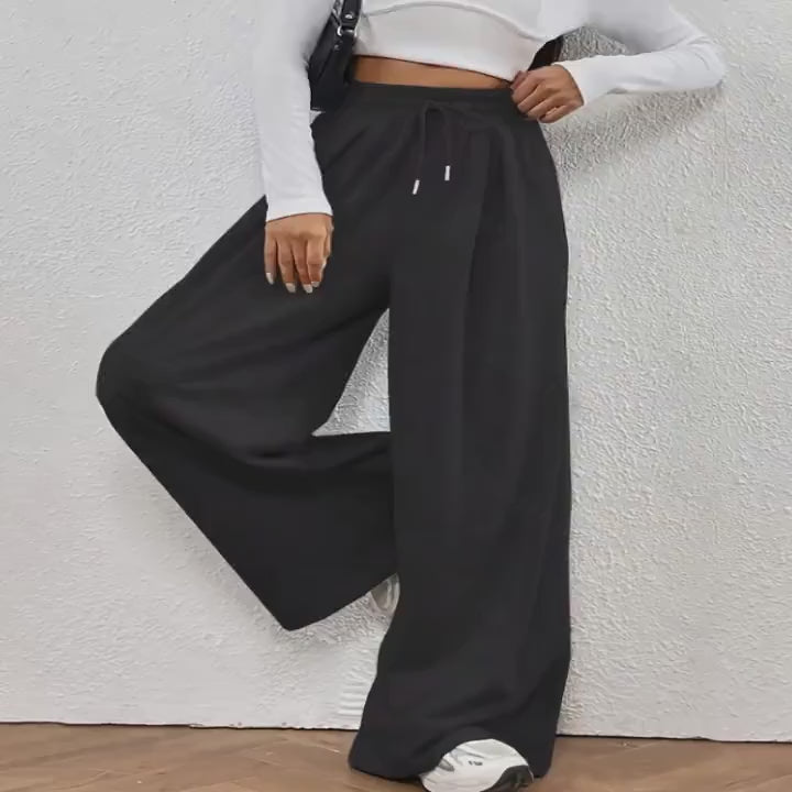 Wide leg loose Fit Trouser - Black