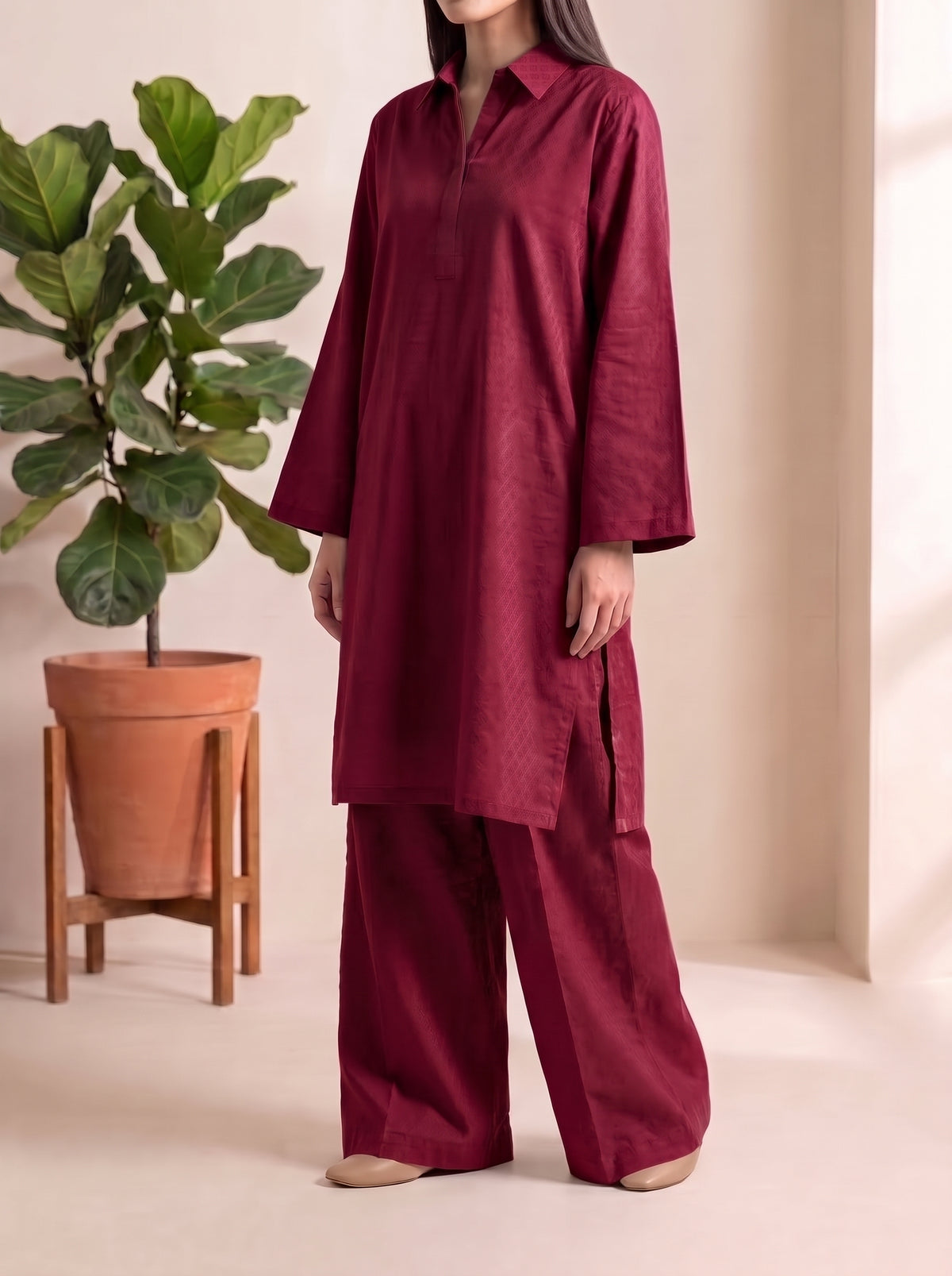 SOLACE- 2PC COTTON COORD SET- RED