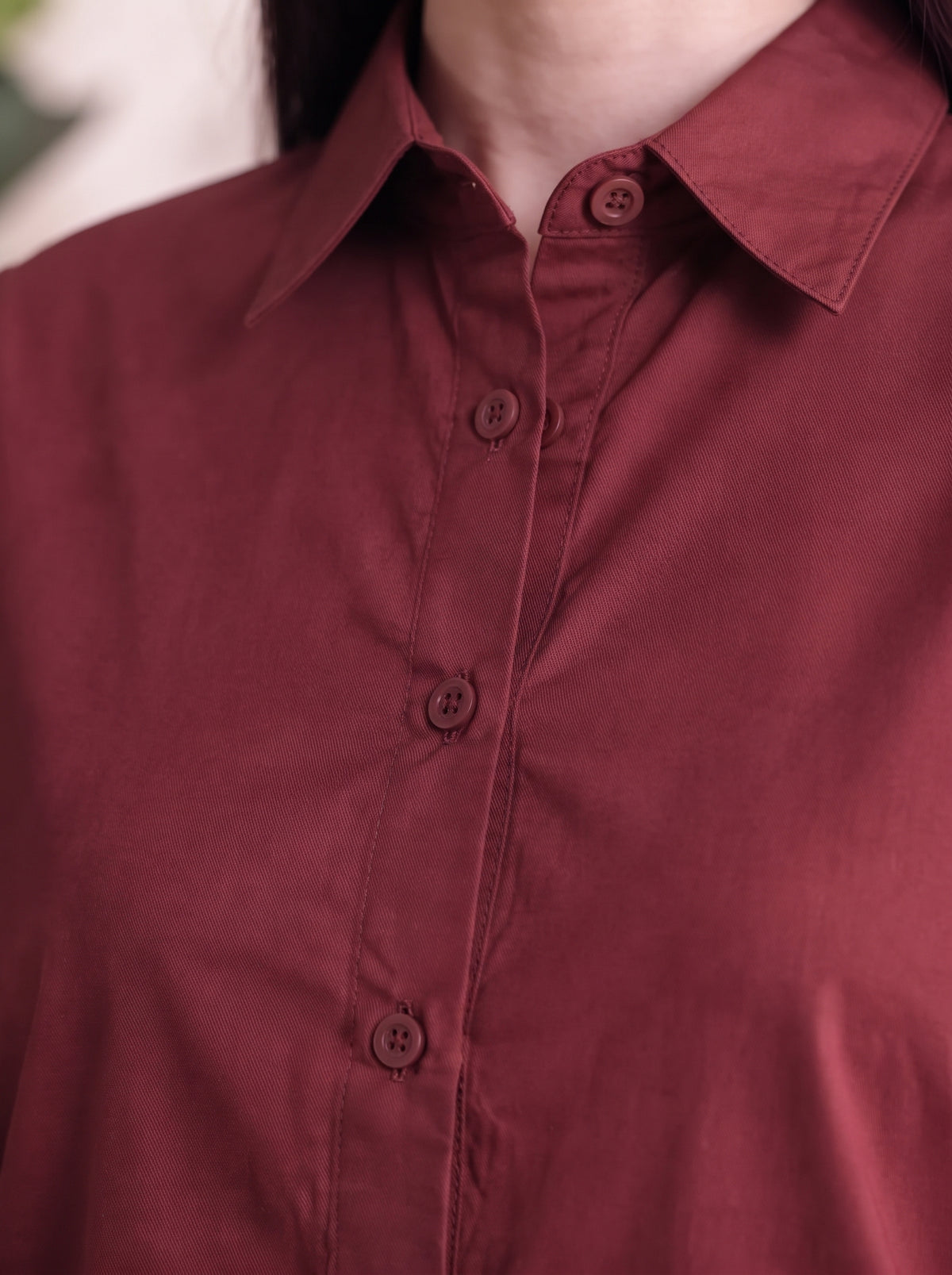 Button-Down Co-Ord Set - Maroon